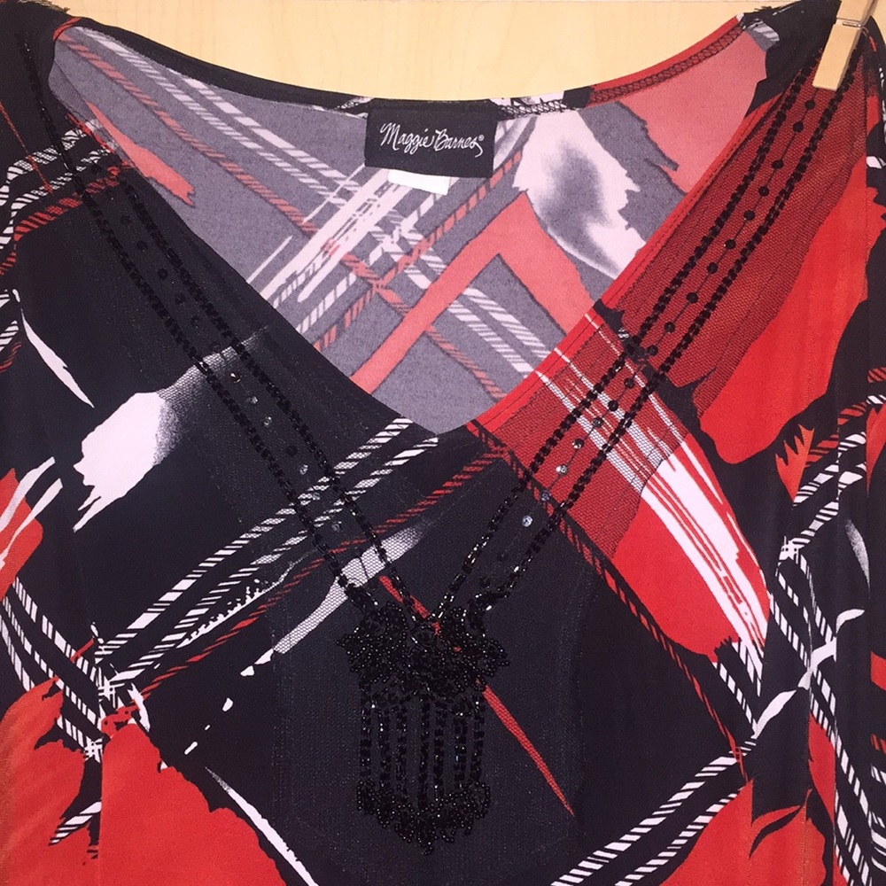 Plus size career blouse bead and sequin detail